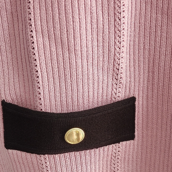 Ann Taylor Pink Knit Top with Black Trim - Picture 3 of 8